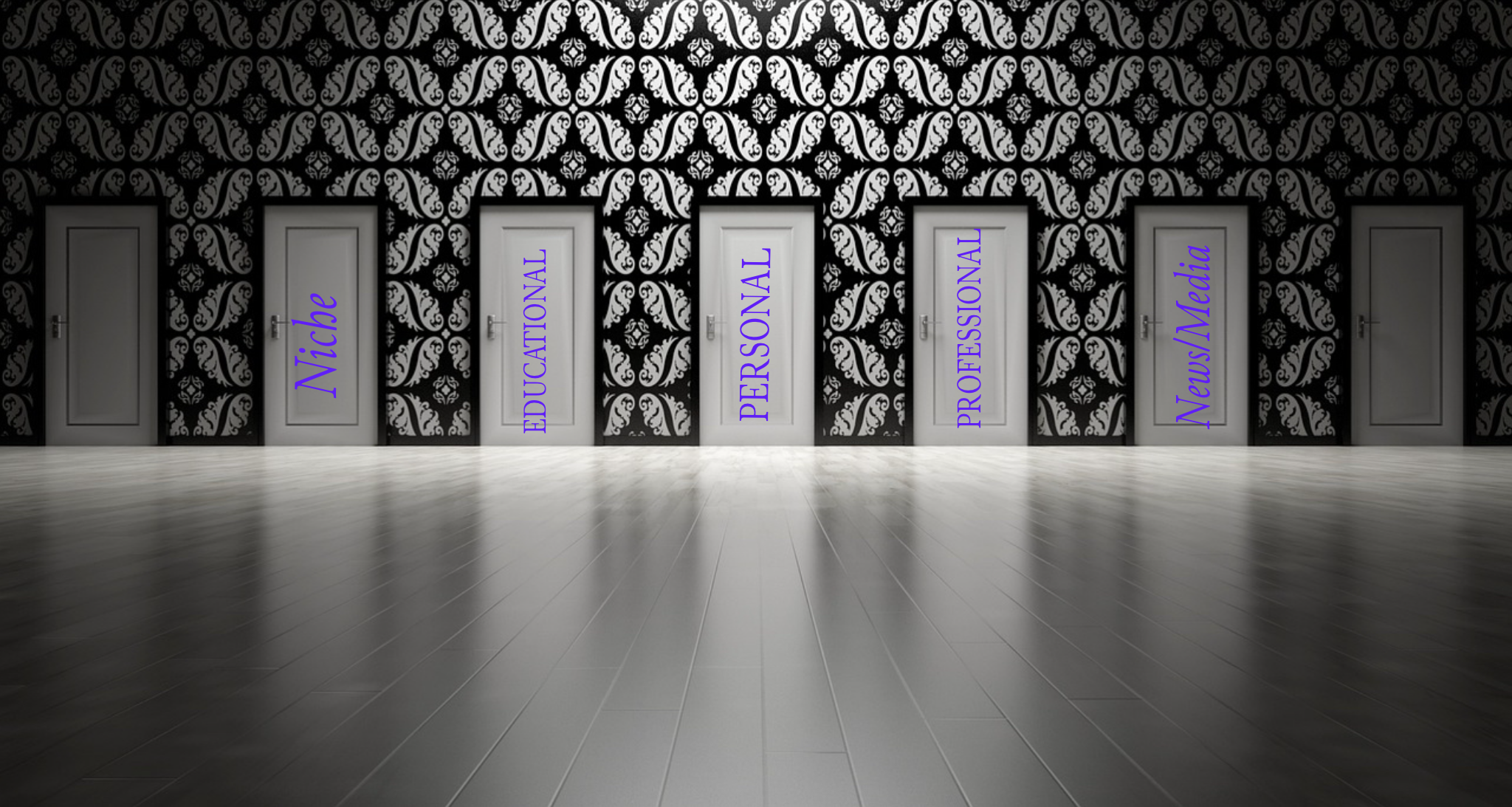 Five doors with types of blogs on each one